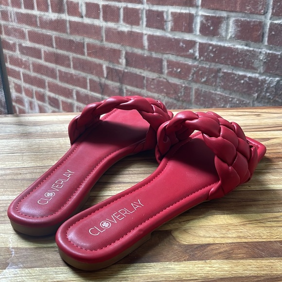 Cloverlay braided slides in red. Worn once, super comfy! Waterproof as well. - Picture 2 of 3